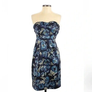 Kensie | Dark Blue Roses Floral Strapless Sweetheart Neckline Size 2 NWT